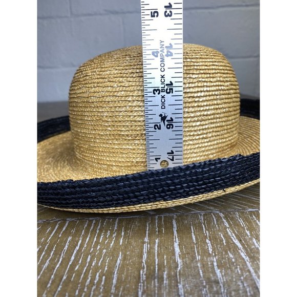 Handmade Bunn. New York Straw Sun Hat Black Rim Classic Natural Tan - Picture 9 of 12